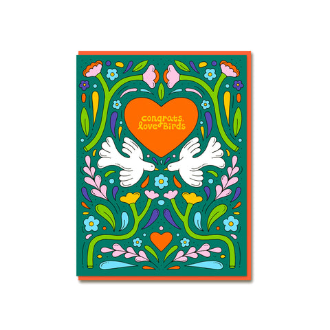 Congrats Love Birds Greeting Card