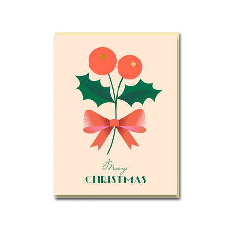 Holly Bow Greeting Card