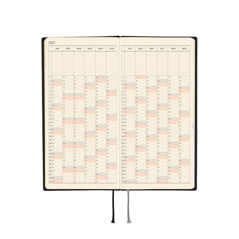 2027 Techo Weeks Planner White Line Black