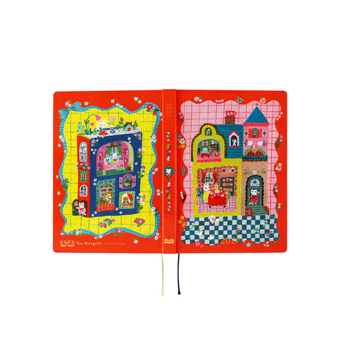 2027 HON A6 Planner White Cat and Rabbit's Tea Room