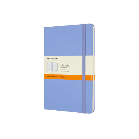 Classic Large Hard Cover Notebook Ruled Hydrangea Blue