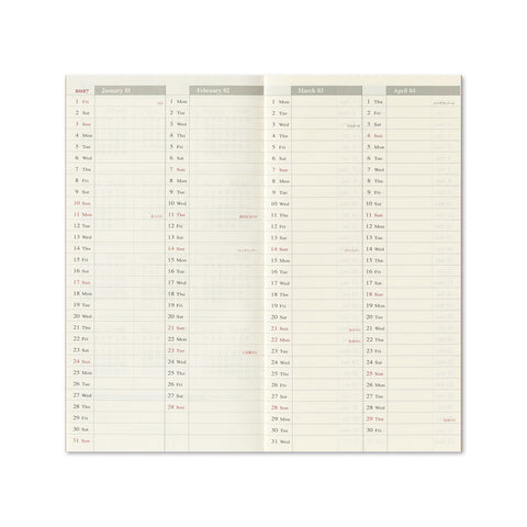 Traveler's Notebook 2027 Diary Refill Weekly + Memo