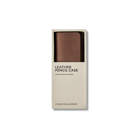 Chocolate Nubuck Leather Pen Case