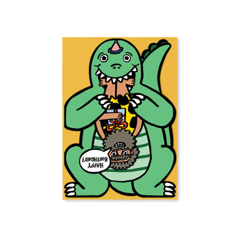 Dinosaur with Mini Card Greeting Card